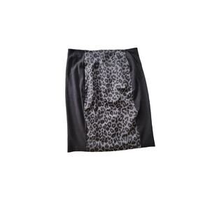 Chico's Stretchy Knit Leopard Print Color Block Pencil Skirt Career Wear Size 10